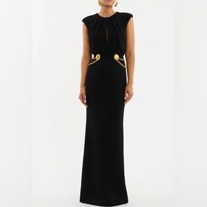 NWT Rebecca Vallance Chelsea embellished gathered textured-crepe maxi gown size6